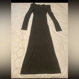 Lush Vici Grey Knit Poof Sleeve Sweater Dress Maxi S